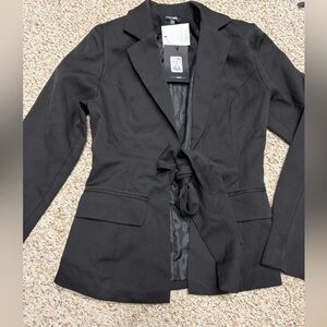 Fashion Nova Black Tie-Waist Blazer
